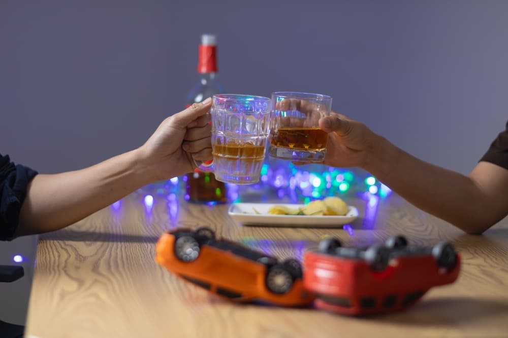 Alcoholic drinks were in goblets and placed on tables within party